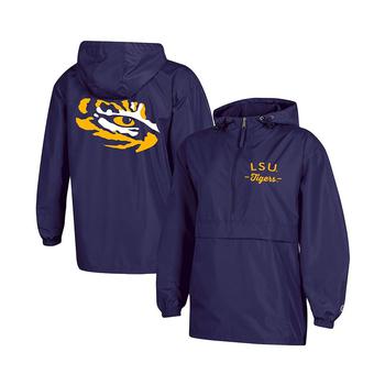 CHAMPION | Women's Purple LSU Tigers Packable Half-Zip Light Rain Jacket商品图片,独家减免邮费