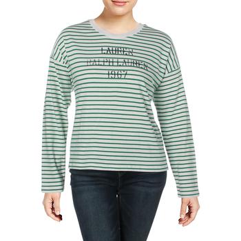 推荐Lauren Ralph Lauren Womens Kylene Striped Crewneck Sweatshirt商品