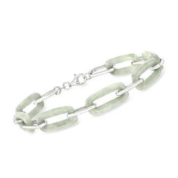 Ross-Simons | Ross-Simons Jade Paper Clip Link Bracelet in Sterling Silver,商家Premium Outlets,价格¥1457