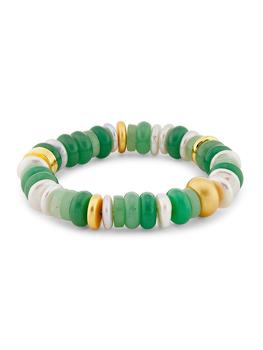 商品NEST Jewelry | 22K Gold-Plated, Jade Aventurine & Freshwater Pearl Mix Stretch Bracelet,商家Saks Fifth Avenue,价格¥1473图片