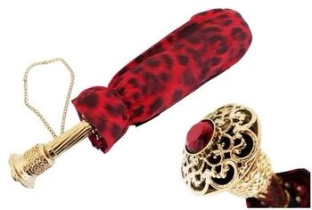 PASOTTI | Pasotti 葩莎帝 女式黑色和红色动物纹伞面 复古手柄 折叠伞,商家Unineed,价格¥858