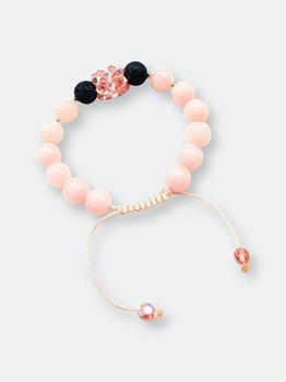 商品Glamorous Peach Corral Jade Gemstone Crystal Lava Rock Bracelet图片