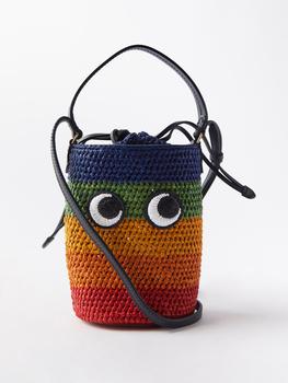 Eyes mini raffia striped bucket bag product img
