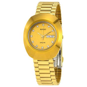 雷达男表, Rado | Diastar Quartz Diamond Gold Dial Mens Watch R12393633商品图片 7.7折
