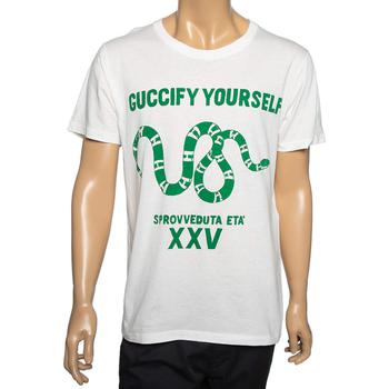 推荐Gucci White Cotton Guccify Yourself Printed Crew Neck T-Shirt S商品