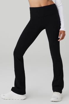 Alo | Alosoft Low-Rise Foldover Bootcut Legging - Black商品图片,独家减免邮费