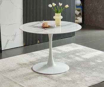 42.1"WHITE Tulip Table Mid-century Dining Table for 4-6 people
