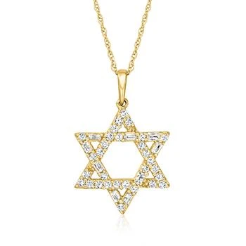 Ross-Simons | Ross-Simons Round and Baguette Diamond Star Of David Necklace in 14kt Yellow Gold,商家Premium Outlets,价格¥4090