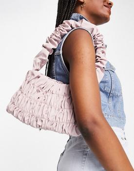 asos包, ASOS | ASOS DESIGN ruching shoulder bag in blush商品图片 5.5折