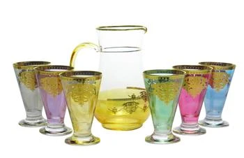 Classic Touch Decor | 7 Piece Drinkware Set with Gold Artwork-Assorted Colors,商家Premium Outlets,价格¥1250