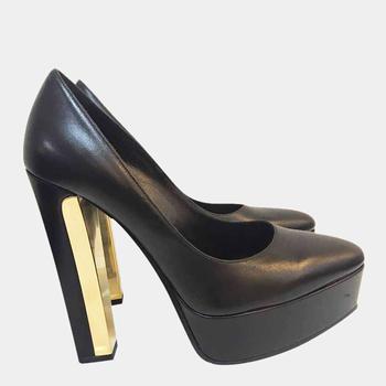 ysl高跟鞋价格, [二手商品] Yves Saint Laurent | Yves Saint Laurent Black Leather Platform Pumps Size EU 37商品图片 