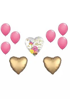 LOONBALLOON | LOONBALLOON Mother's Day Theme Balloon Set, Standard Size Heart Shape Love You Mom Satin Floral Balloons and 6x Latex Balloons,商家Belk,价格¥157