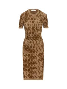 Fendi | Fendi All-Over FF Printed Knitted Midi Dress商品图片,8.5折×额外9折, 额外九折