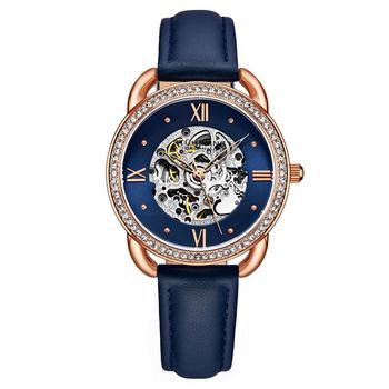 Stuhrling | Women's Automatic Blue Genuine Leather Strap Watch 36mm商品图片,7折