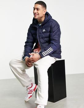 Adidas | adidas Outdoor puffer jacket with hood and three stripes in navy - BLACK商品图片,额外9.5折, 额外九五折