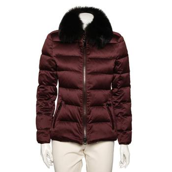 burberry羽绒服, [二手商品] Burberry | Burberry Brit Burgundy Synthetic Fox Fur Trimmed Puffer Jackets S商品图片 3.8折, 满1件减$100, 满减