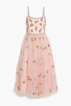 Alice + Olivia | Embellished crepe-paneled chiffon midi dress 4.5折, 独家减免邮费