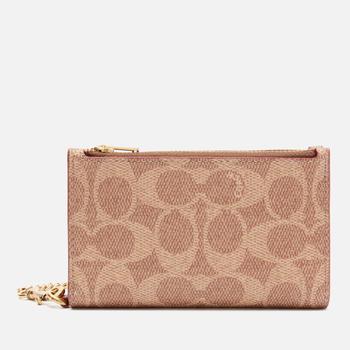 Coach链条包, Coach | Coach Women's Signature Zip Chain Card Case - Tan Rust商品图片 