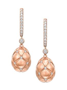 商品Treillage 18K Brushed Rose Gold & Diamond-Set Egg Drop Earrings图片