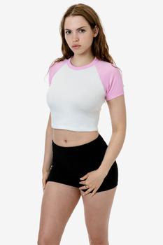 Los Angeles Apparel | 43077 - Baby Rib Short Sleeve Cropped Raglan商品图片,