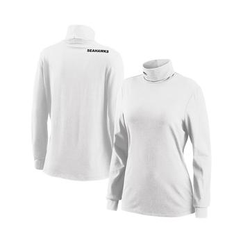 推荐Women's White Seattle Seahawks Long Sleeve Tri-Blend Turtleneck T-shirt商品