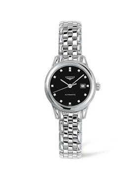 Longines | Longines Flagship Automatic Black Diamond Dial Stainless Steel Women's Watch L4.374.4.57.6 7.4折, 独家减免邮费