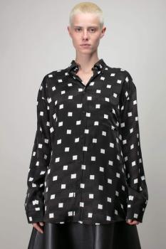 推荐BALENCIAGA 女士黑色波点粘胶纤维长袖衬衫 658956-TML44-1070商品