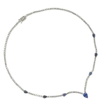 商品Suzy Levian Sterling Silver Pear-Cut Sapphire & Diamond Accent Evening Necklace,商家Premium Outlets,价格¥12044图片