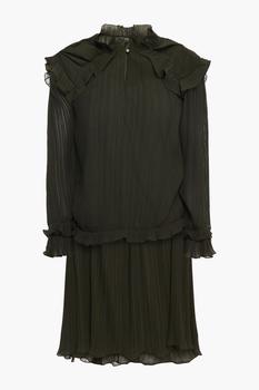 kenzo是什么牌子, Kenzo | Ruffle-trimmed plissé-chiffon mini dress商品图片 2.9折