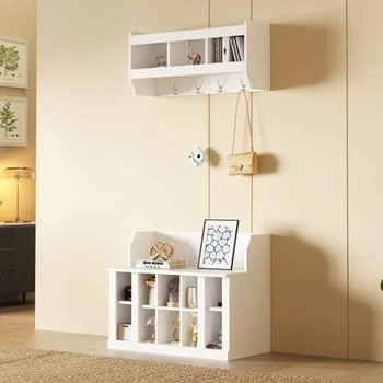 Streamdale Furniture | Streamdale Shoe Storage Bench with Coat Rack & Hooks,商家Premium Outlets,价格¥2071