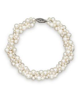 商品Bloomingdale's | Cultured Freshwater Pearl Woven Bracelet in 14K White Gold, 3mm - 100% Exclusive,商家Bloomingdale's,价格¥4896图片