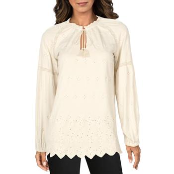 ralph lauren 衬衫, Ralph Lauren | Lauren Ralph Lauren Womens Eyelet V Neck Blouse商品图片 1.9折