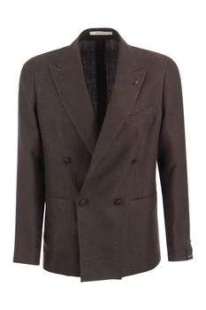 TAGLIATORE | DOUBLE-BREASTED JACKET IN WOOL AND LINEN,商家Boutiques Premium,价格¥2896