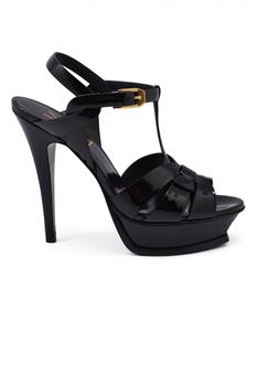 圣罗兰鞋女鞋, Yves Saint Laurent | Luxury Shoes For Women   Saint Laurent Tribute Sandals In Black Patent Leather High Heel商品图片 9折