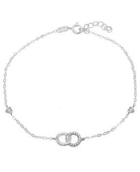 Giani Bernini | Cubic Zirconia Pavé Interlocking  Circles Ankle Bracelet in Sterling Silver or Two Tone Sterling Silver & 18K Gold-Plated Sterling Silver,商家Macy's,价格¥170