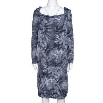 [二手商品] Alexander McQueen | McQ by Alexander McQueen Graphite Printed Cotton Jersey Hooded Dress S商品图片,4.1折