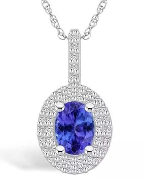 Macy's | Tanzanite (1-1/4 Ct. t.w.) and Diamond (1/2 Ct. t.w.) Halo Pendant Necklace,商家Macy's,价格¥10992