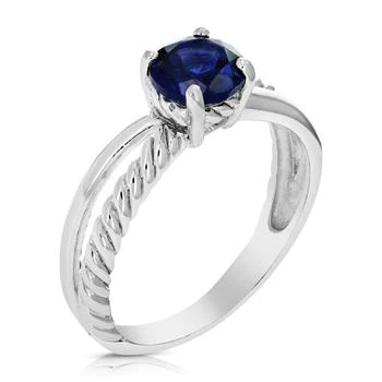 1.90 cttw Created Blue Sapphire Ring .925 Sterling Silver Rhodium Round 8 MM