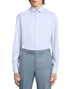 Zegna | Micro Striped Trecapi Tailored Fit Long Sleeve Shirt Brand Name商品图片,