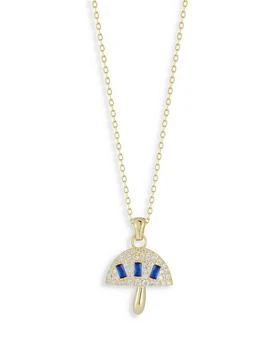 AQUA | Pavé & Blue Cubic Zirconia Mushroom Pendant Necklace in 14K Gold Plated Sterling Silver, 16"-18" - Exclusive,商家Bloomingdale's,价格¥579