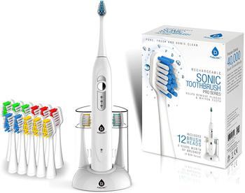 商品SmartSeries Electronic Power Rechargeable Sonic Toothbrush with 40,000 Strokes Per Minute, 12 Brush Heads Included,WHITE,商家Premium Outlets,价格¥293图片