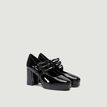 推荐Pigalle patent leather platform slippers Noir Carel商品