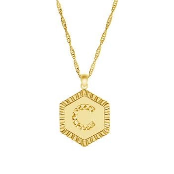 商品Essentials | Gold Plate Diamond Cut Initial Pendant Necklace, 16" + 2" extender,商家Macy's,价格¥127图片