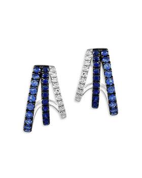 商品Bloomingdale's | Sapphire & Diamond Graduated J Hoop Earrings in 14K White Gold,商家Bloomingdale's,价格¥15064图片
