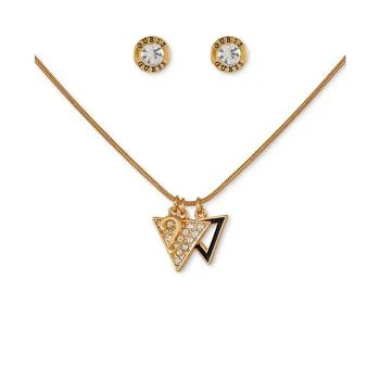 推荐Gold-Tone Crystal Triangle Pendant Necklace & Stud Earrings Gift Set商品