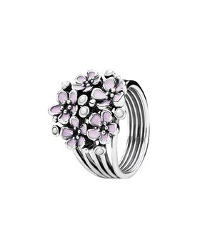 商品Pandora Cherry Blossom Bouquet Silver & Enamel Pearl Ring图片