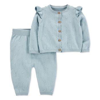 推荐Baby Girls Blue 2-Piece Cardigan & Pants Set商品
