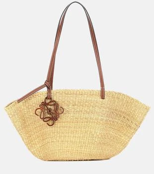 推荐Shell Small leather-trimmed basket bag商品