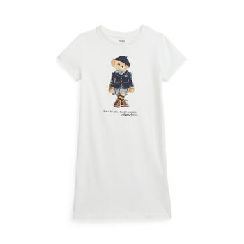 商品Little Girls and Toddler Girls Short Sleeves Polo Bear T-shirt Dress图片
