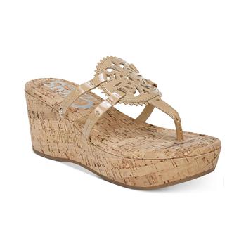 美国sam edelman拖鞋, Sam Edelman | Circus by Sam Edelman Womens Rocky Faux Leather Thong Wedges商品图片 3.3折